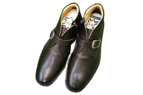 【Rinescante Valentiano22 ブラック】ベルトタイプチャッカブーツ